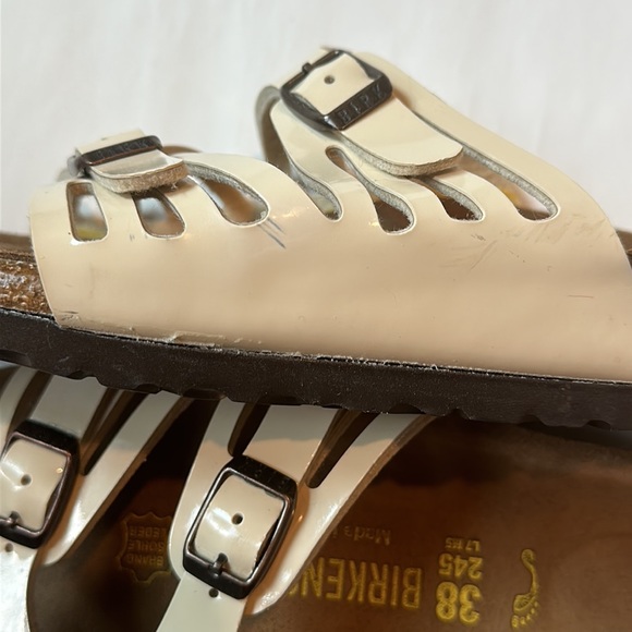 Birkenstock Ivory Patent Leather Sandals 38 - Picture 3 of 8